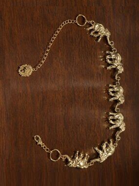 Vintage Anne Klein Gold Plated Brass Elephant Chain Link Belt